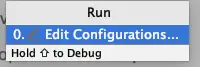 open edit configurations window in android studio macos version