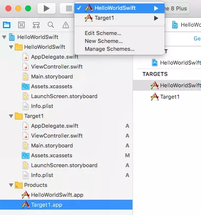 ios-xcode-run-different-target-drop-down-list