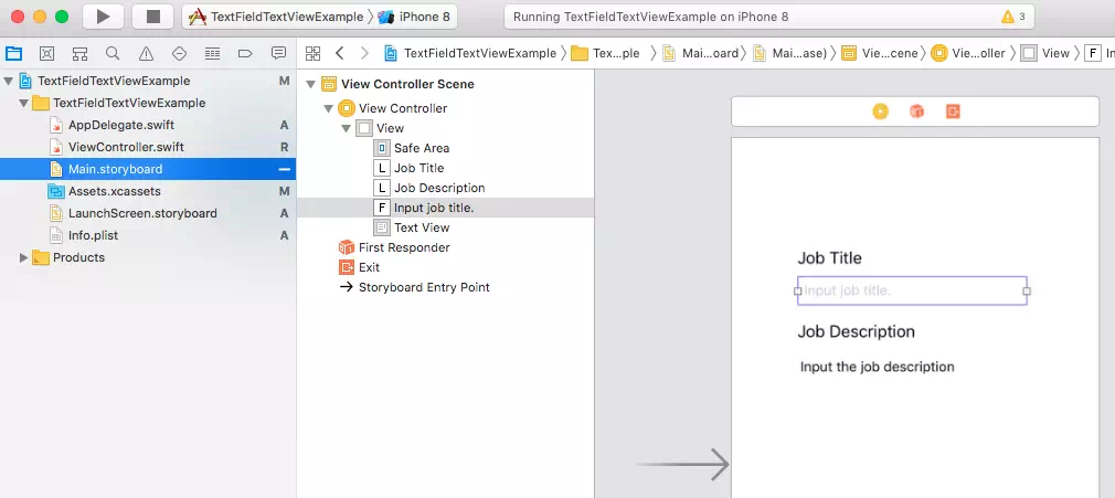 add-two-label-one-textfield-one-textview-in-main-storyboard