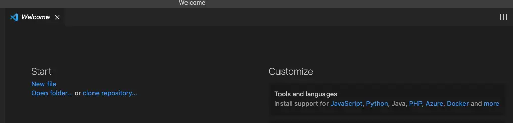 visual studio code welcome page customize section