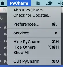 macos-pycharm-preferences-menu-item