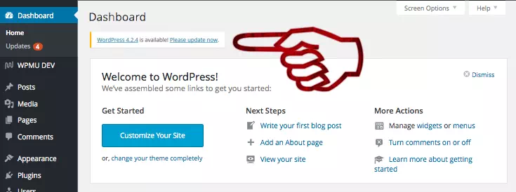 wordpress-website-new-version-upgrade-alert-message