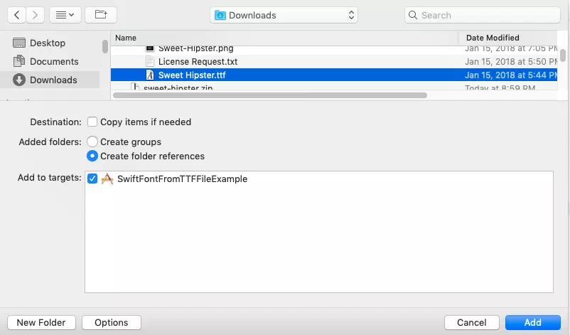select-the-font-ttf-file-to-add-it-toswift-xcode-project