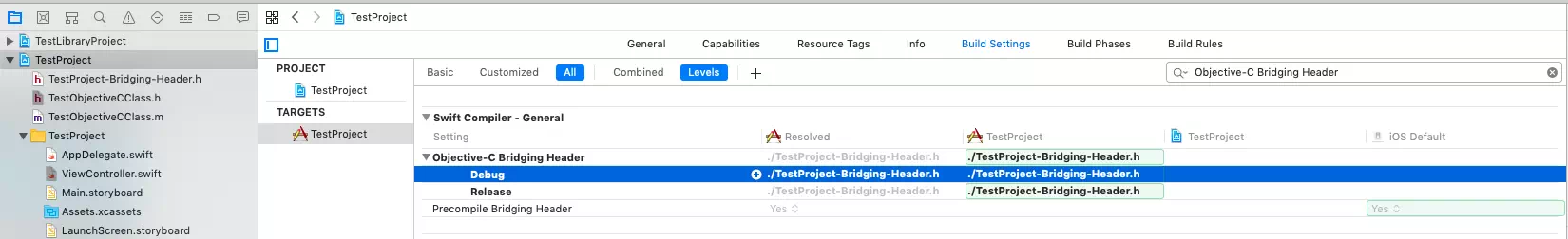 edit-the-objective-c-bridging-header-file-path-in-build-settings-item