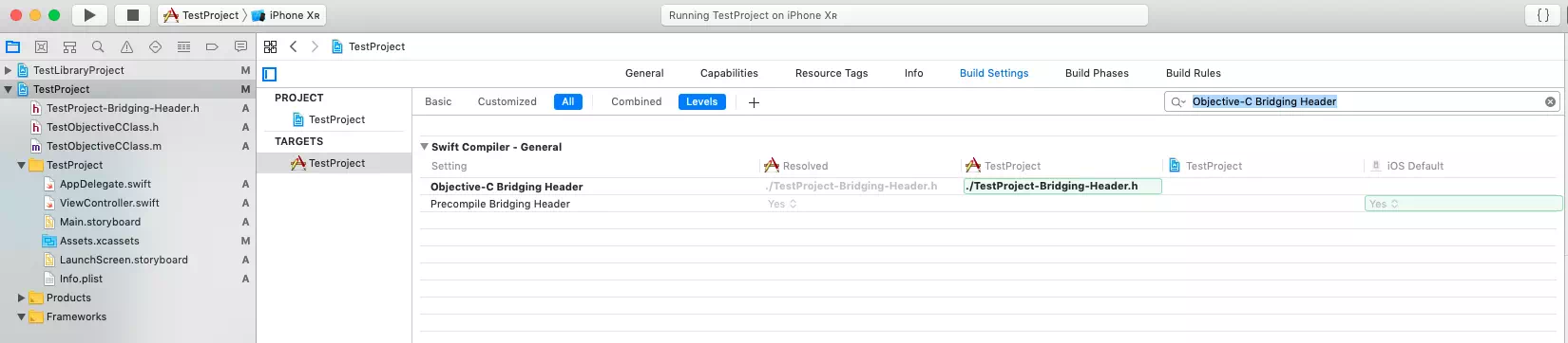 input-objective-c-bridging-header-file-path-in-xcode-swift-project-target-build-settings-objective-c-bridging-header