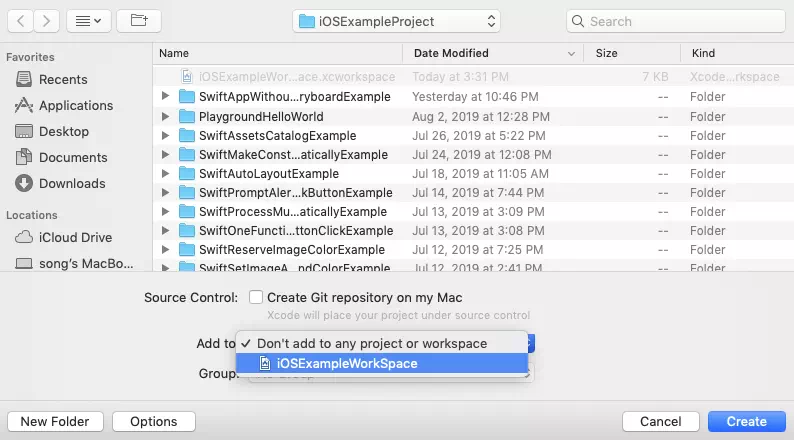 select-xcode-workspace-name-in-project-add-to-drop-down-list