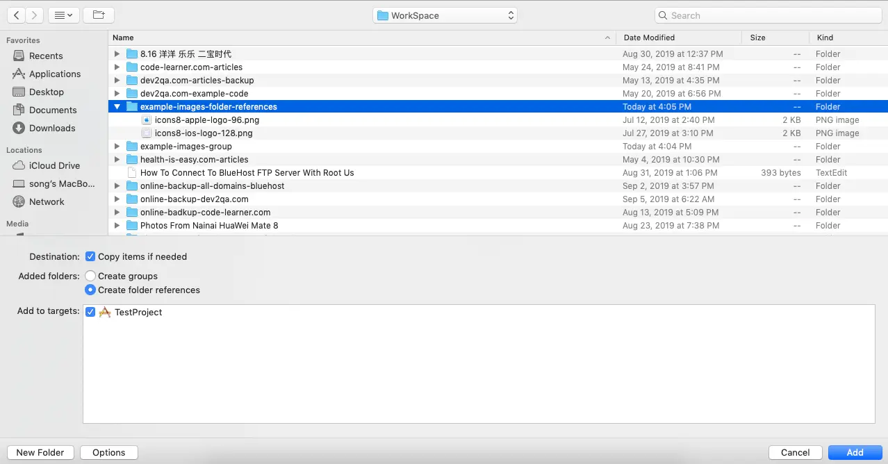 add-folder-into-xcode-project-and-select-create-folder-references-radio-button