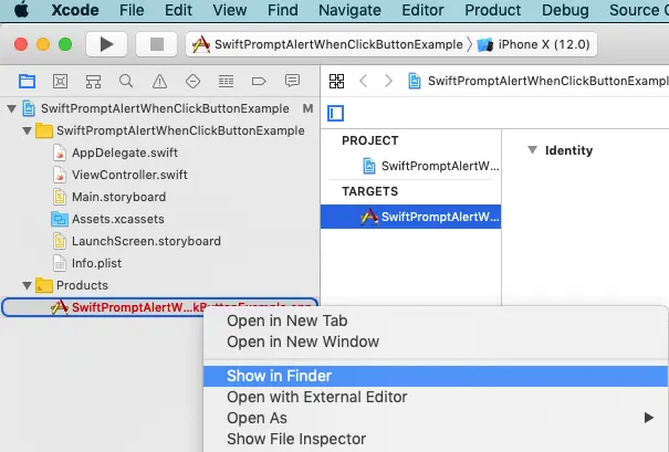 show-xcode-products-app-binary-in-finder