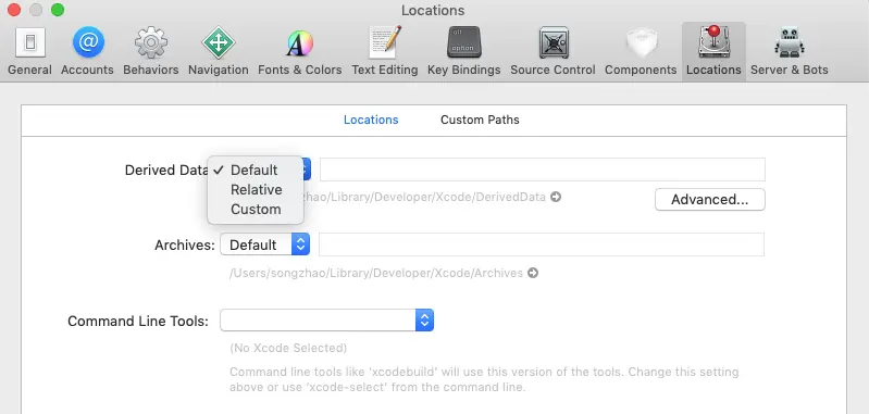 xcode-preferences-locations