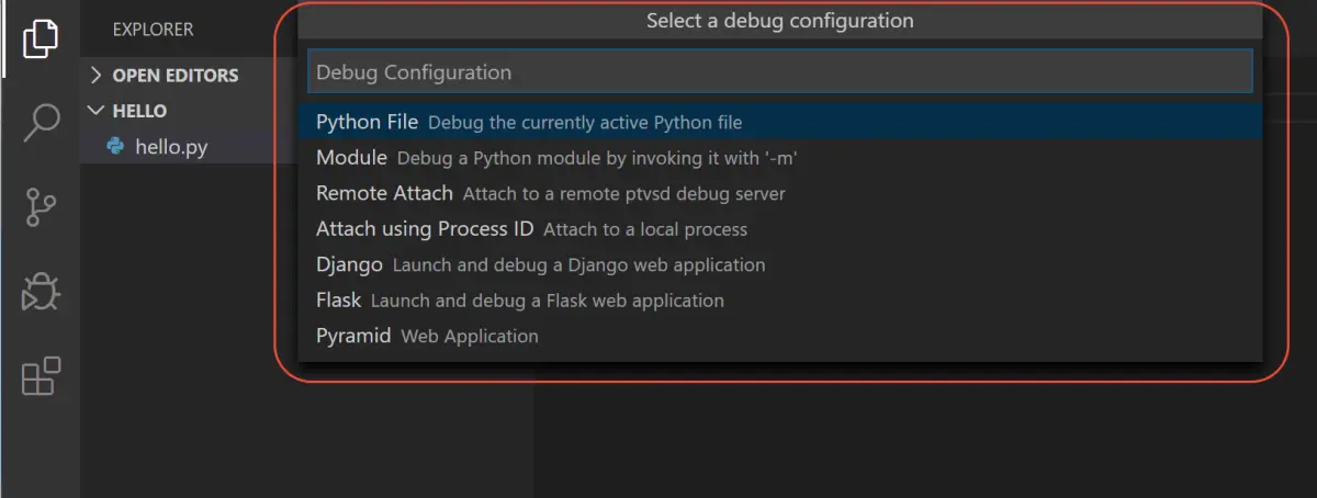 visual studio code debug python file configurations