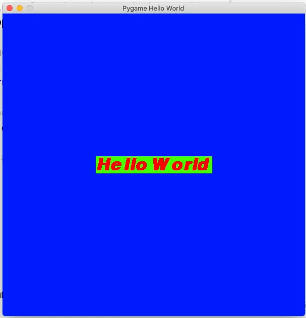 python pygame hello world example