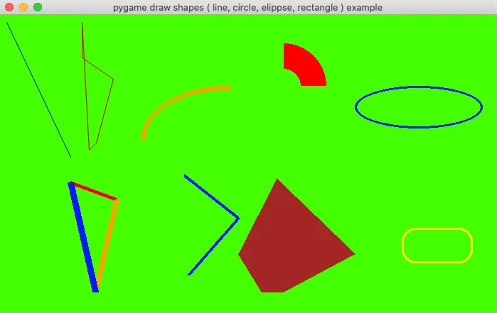 pygame draw multiple shapes example